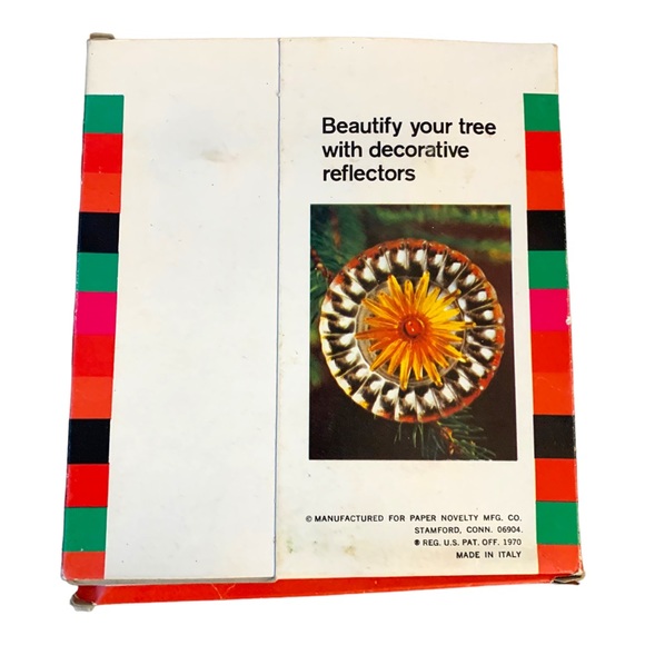 VTG Italy 1970 Tinsel & Plastic Flower Christmas Miniature Light Reflectors Box - Picture 2 of 4